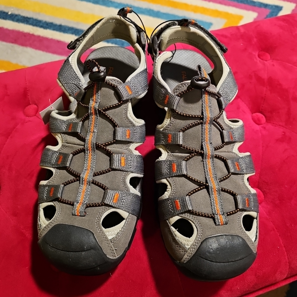 NWT Men's Size 12 Falls Creek Gray Sprtsman Sandals Hiking Outside Close Toe